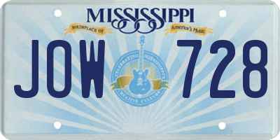 MS license plate JOW728