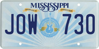 MS license plate JOW730