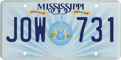 MS license plate JOW731