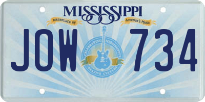 MS license plate JOW734