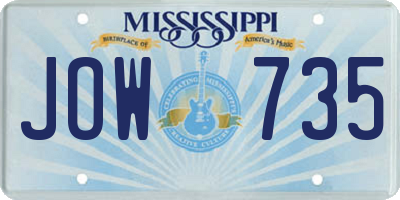 MS license plate JOW735
