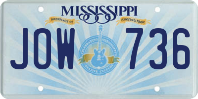 MS license plate JOW736