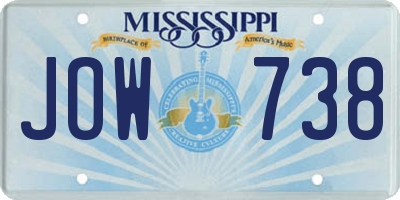 MS license plate JOW738