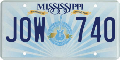 MS license plate JOW740