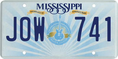 MS license plate JOW741
