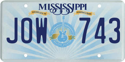 MS license plate JOW743