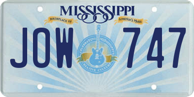MS license plate JOW747