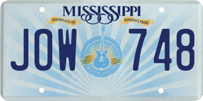 MS license plate JOW748