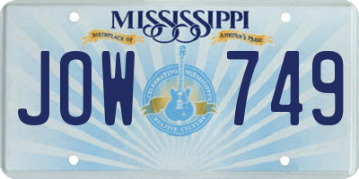 MS license plate JOW749