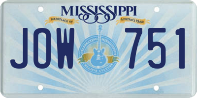 MS license plate JOW751