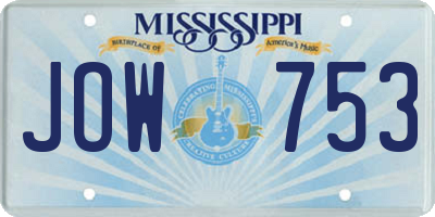 MS license plate JOW753