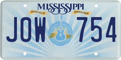 MS license plate JOW754