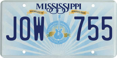 MS license plate JOW755