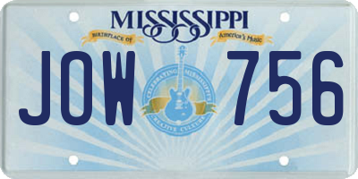 MS license plate JOW756
