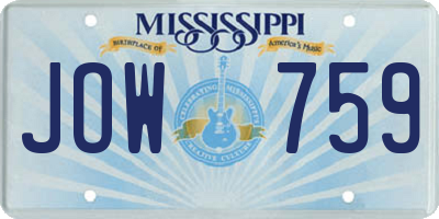 MS license plate JOW759