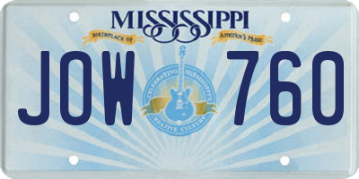 MS license plate JOW760