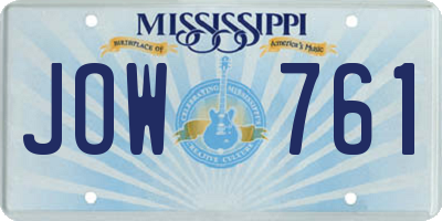 MS license plate JOW761