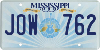MS license plate JOW762