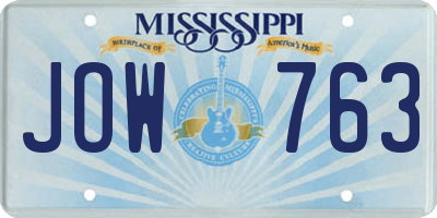 MS license plate JOW763
