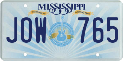 MS license plate JOW765