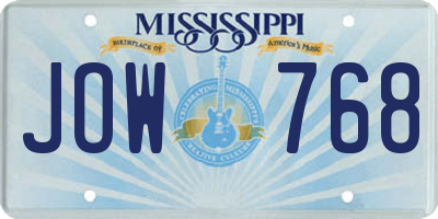 MS license plate JOW768