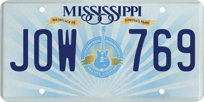 MS license plate JOW769