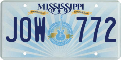 MS license plate JOW772