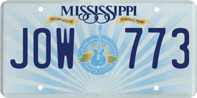 MS license plate JOW773