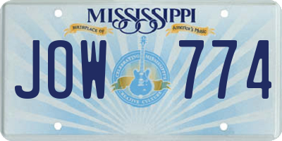 MS license plate JOW774