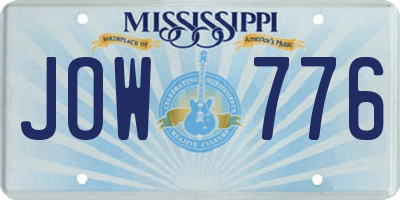MS license plate JOW776