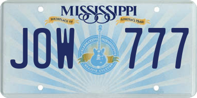 MS license plate JOW777