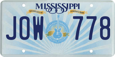 MS license plate JOW778