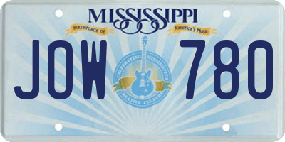 MS license plate JOW780
