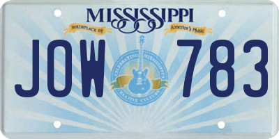 MS license plate JOW783