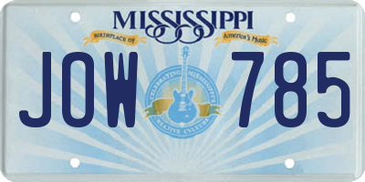 MS license plate JOW785