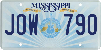 MS license plate JOW790