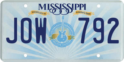 MS license plate JOW792