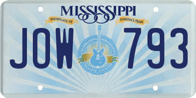 MS license plate JOW793