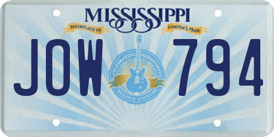 MS license plate JOW794