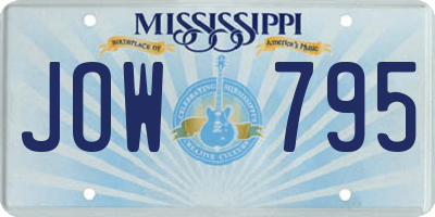 MS license plate JOW795