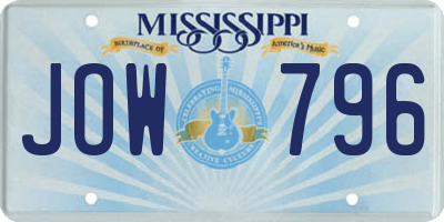 MS license plate JOW796