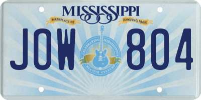 MS license plate JOW804