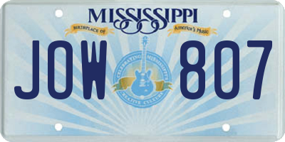 MS license plate JOW807