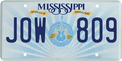 MS license plate JOW809