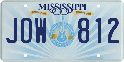 MS license plate JOW812