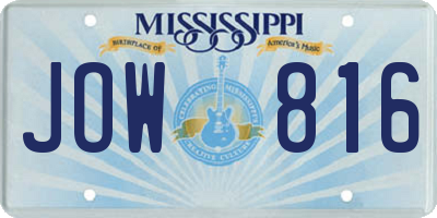MS license plate JOW816