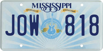 MS license plate JOW818