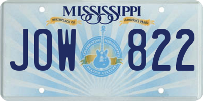 MS license plate JOW822