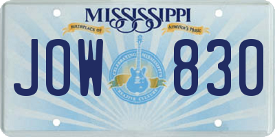 MS license plate JOW830