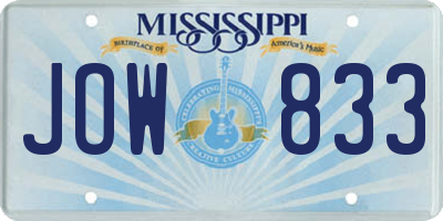 MS license plate JOW833